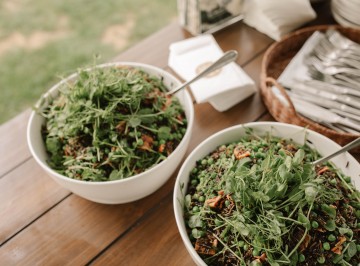 Bacon, pea and wild rice salad.