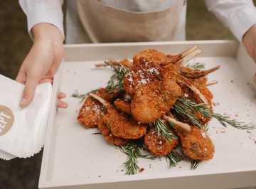 Parmesan crusted lamb cutlets.