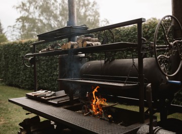 Our Charcoal barbeque unit, fired up and ready to make some delicious food 