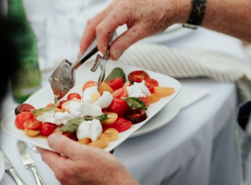 Heirloom tomatoes, mozzarella and fresh basil.