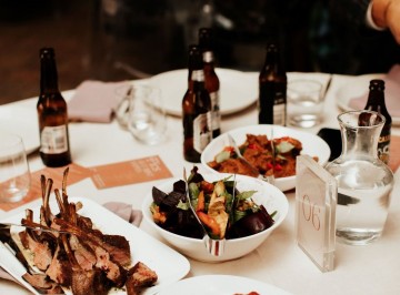 Main – Platters placed on the table to share <br />
Beef short rib curry with fresh chilli & cinnamon <br />
Garam masala rubbed Canterbury lamb cutlets with fresh green coconut chutney <br />
Confit Canterbury chicken with slow roasted cherry tomato masala <br />
Turmeric potato & basmati pilaf <br />
Platters of fresh bean & broccolini <br />
Cumin roasted heirloom carrots, kumara & beets<br />
